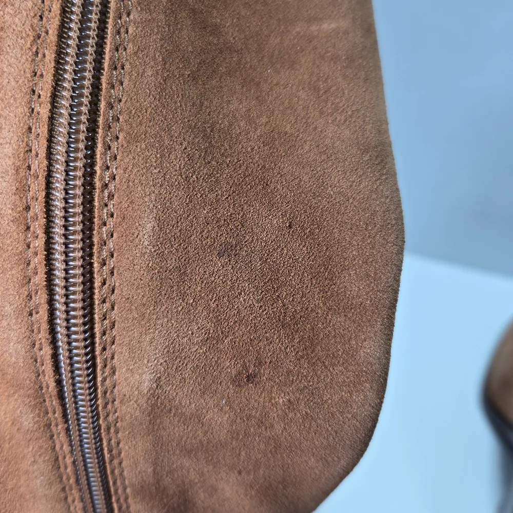 Vince Camuto Kaleeca Warm Caramel Suede Tall Riding Cowgirl Boots Size 5 - Picture 10 of 16